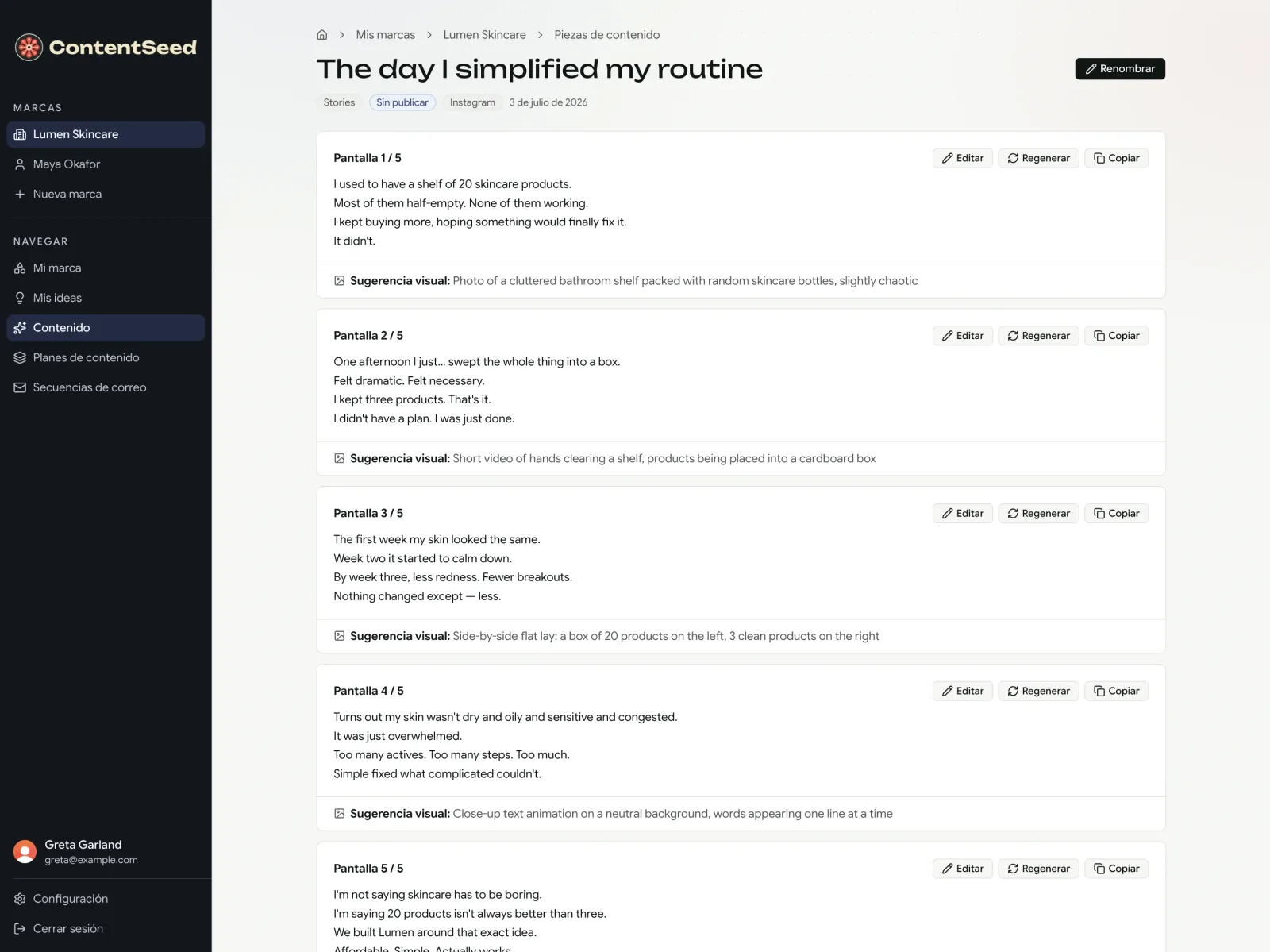 Content Seed story sequence editor