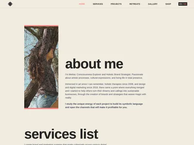 About section on the Melisa Redondo home page