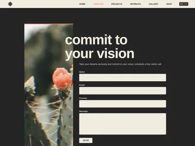 Contact form at the end of the services page