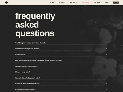 Frequently asked questions on a retreat page
